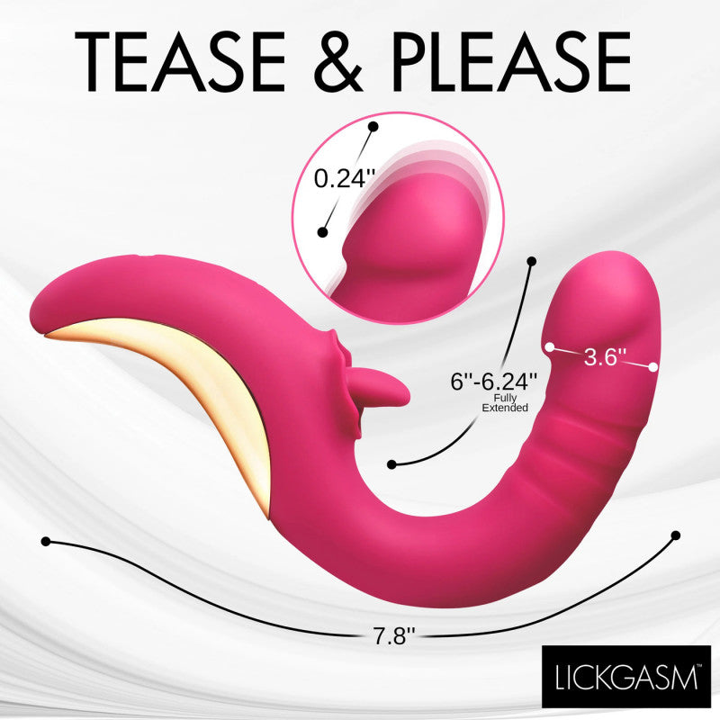 Tease and Please™ Thrusting & Licking Vibrator – Fuchsia