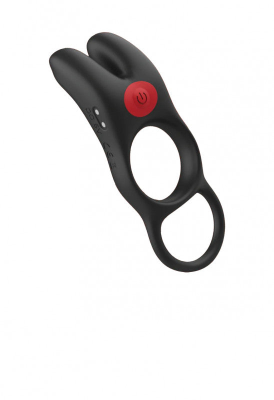 Red Dot Vibrating Ring V1 With Remote - Black/red