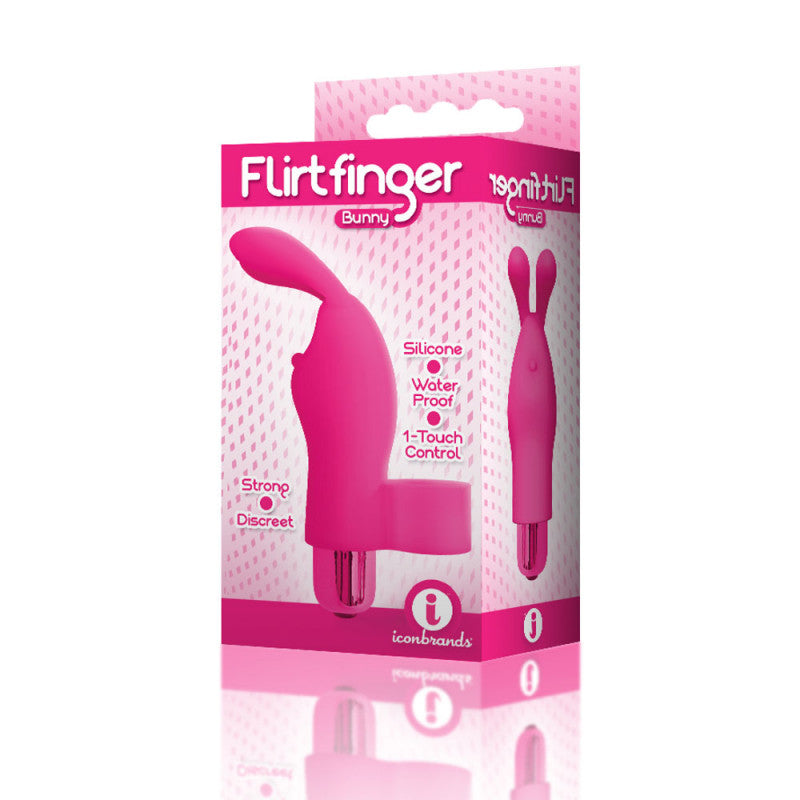 The 9&#39;s Flirt Bunny Finger Vibrator - Pink