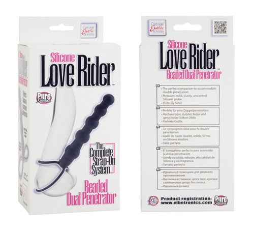 Silicone Love Rider Beaded Dual Penetrator - Black