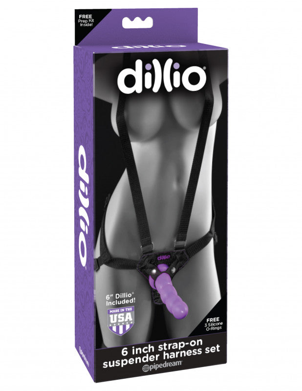 Dillio Purple - 6&quot; Strap-on Suspender Harness Set