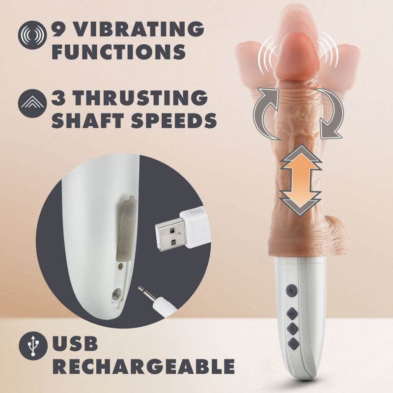 Dr. Skin Silicone Remote - Dr. Hammer - 7 Inch Thrusting With Handle - Beige