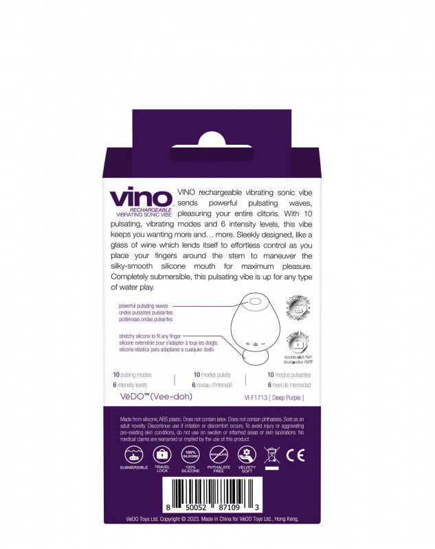 Vino Rechargeable Vibrating Sonic Vibe - Purple