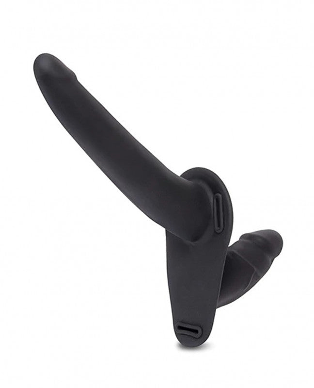 Silicone Strap on Harness  With Internal  Penetration - Black