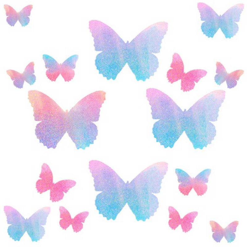 Tinky&#39;s Revenge Pink and Blue Holographic  Blacklight Butterfly Nipple Sticker Crop Top