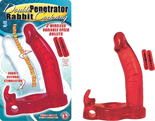 Double Penetrator Rabbit ring Red