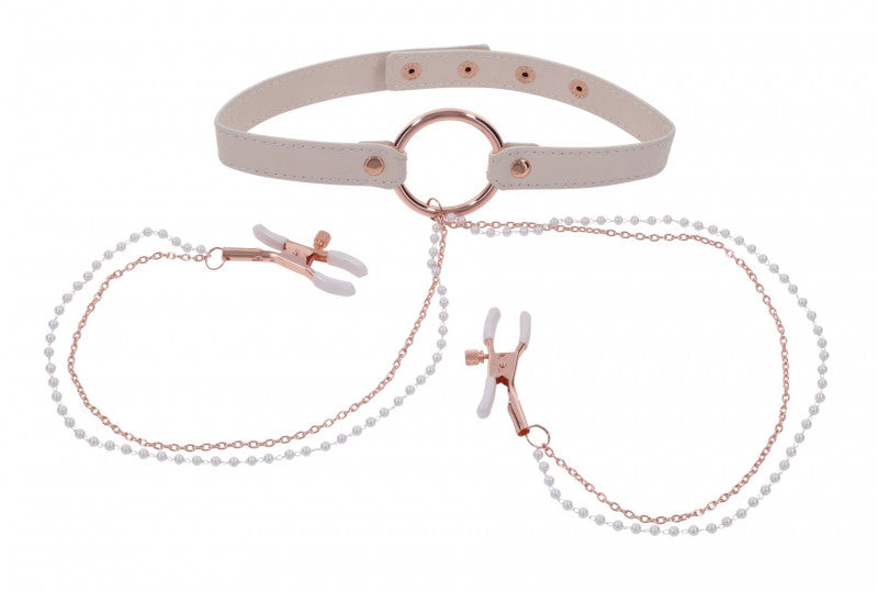 Peaches N Creame Collar With Nipple Clamps - Pink