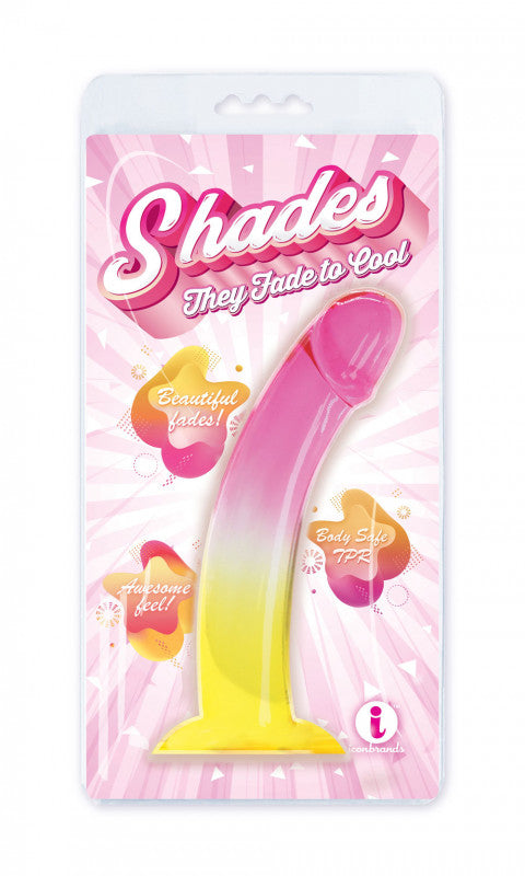 Shades, 8.25" Smoothie Jelly Tpr Gradient Dong - Pink and Yellow