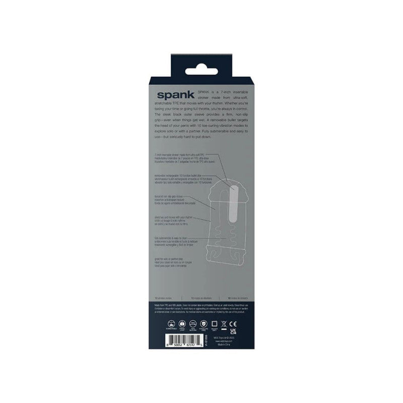 Spank Rechargeable Ultra-Grip Vibrating Stroker - Clear