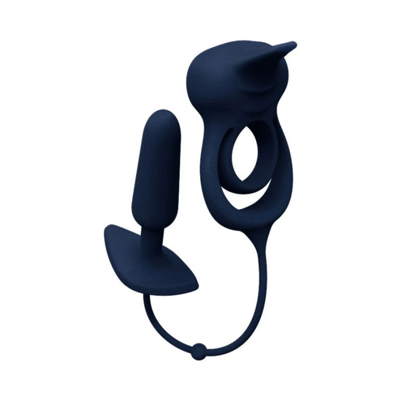 Humper Rechargeable Dual C-Ring With Anal Plug - Black