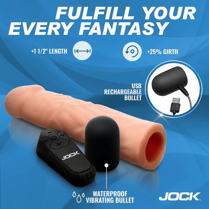 Jock Vibrating Penis Extension with Remote - Light