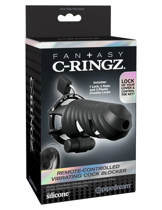 Fantasy C-Ringz Remote-Controlled Vibrating  Blocker - Black