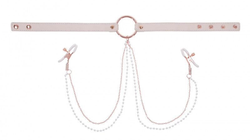 Peaches N Creame Collar With Nipple Clamps - Pink
