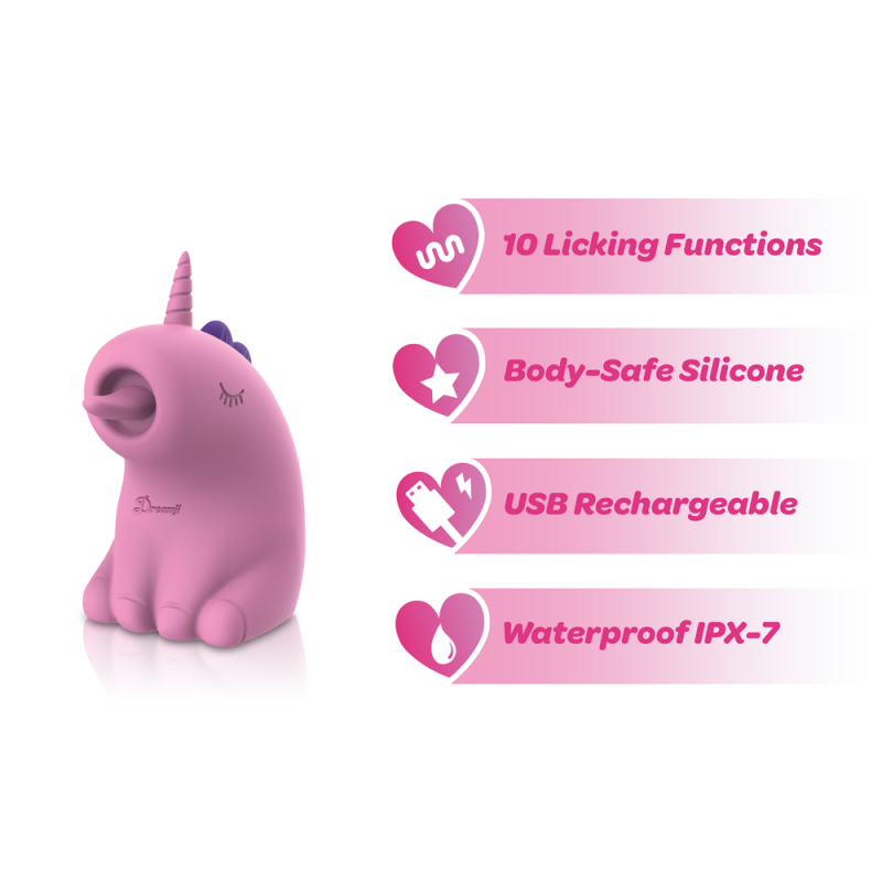 (Presale Only) - Dreamii Licks Licking Unicorn Stimulator - Mystical Pink