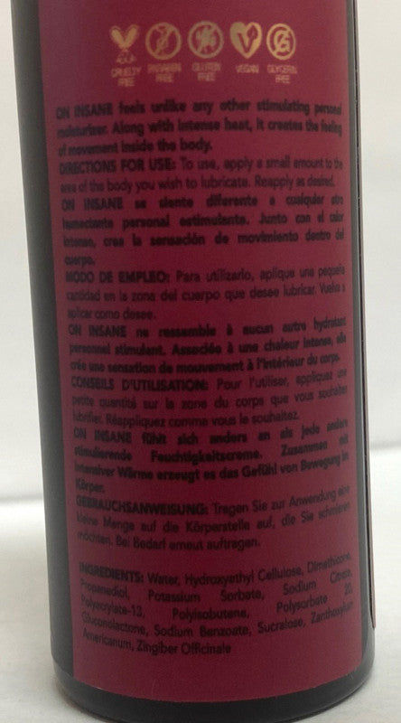 On Insane Ultra-Stimulating Glide Cherry Pop 2oz-57ml Bottle