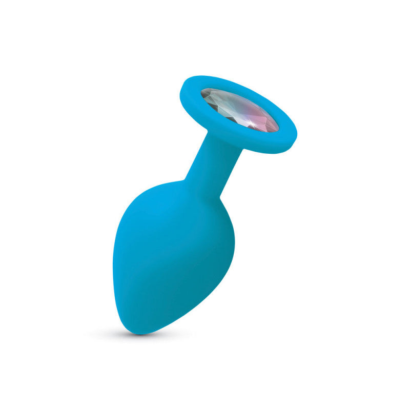Gemma Clear Iridescent Gem Teal Silicone Plug - M