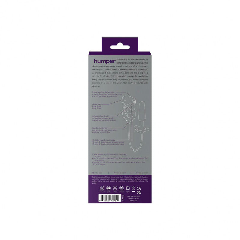 Humper Rechargeable Dual C-Ring With Anal Plug - Purple