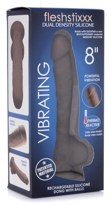 Fleshstixxx 8" Vibrating Silicone  With Balls Brown