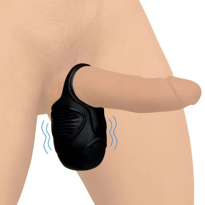 7x Vibrating Silicone Ball Sack - Black
