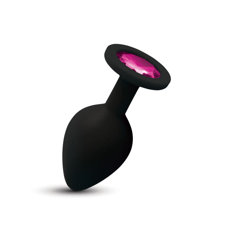 Gemma Pink Gem Black Silicone Plug - Medium