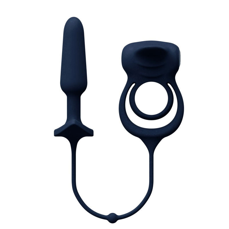 Humper Rechargeable Dual C-Ring With Anal Plug - Black