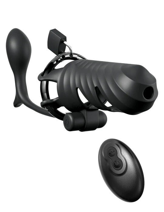 Fantasy C-Ringz Remote-Controlled Vibrating  Blocker With Ass-Gasm Plug - Black