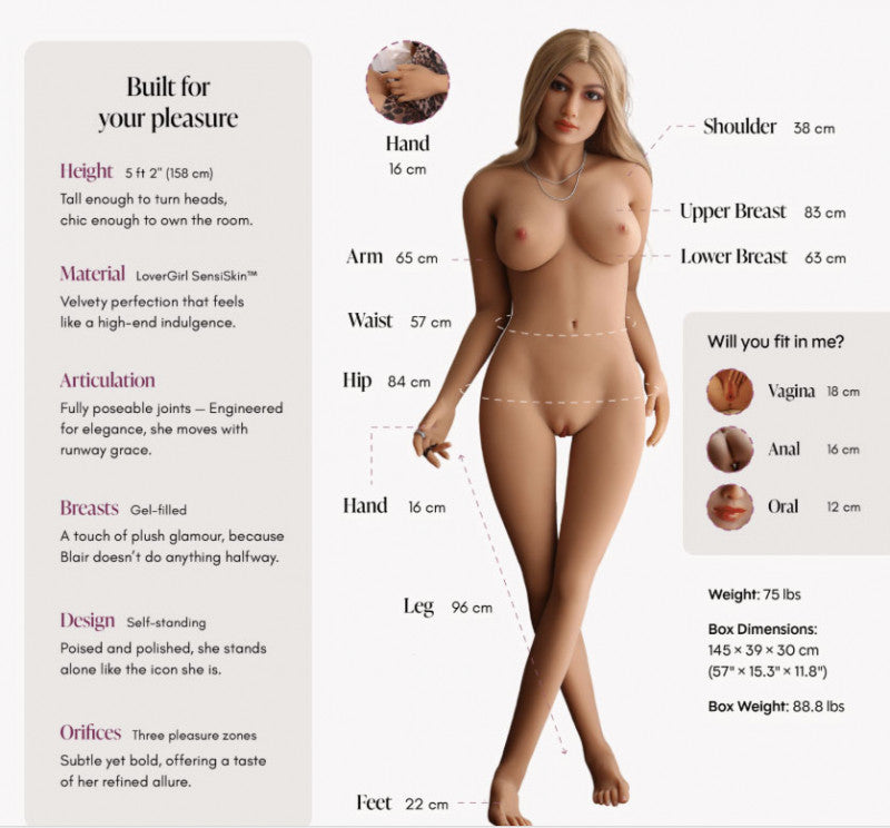 Lover Doll Blair Powered Vanilla 5ft 2" - Enhanced