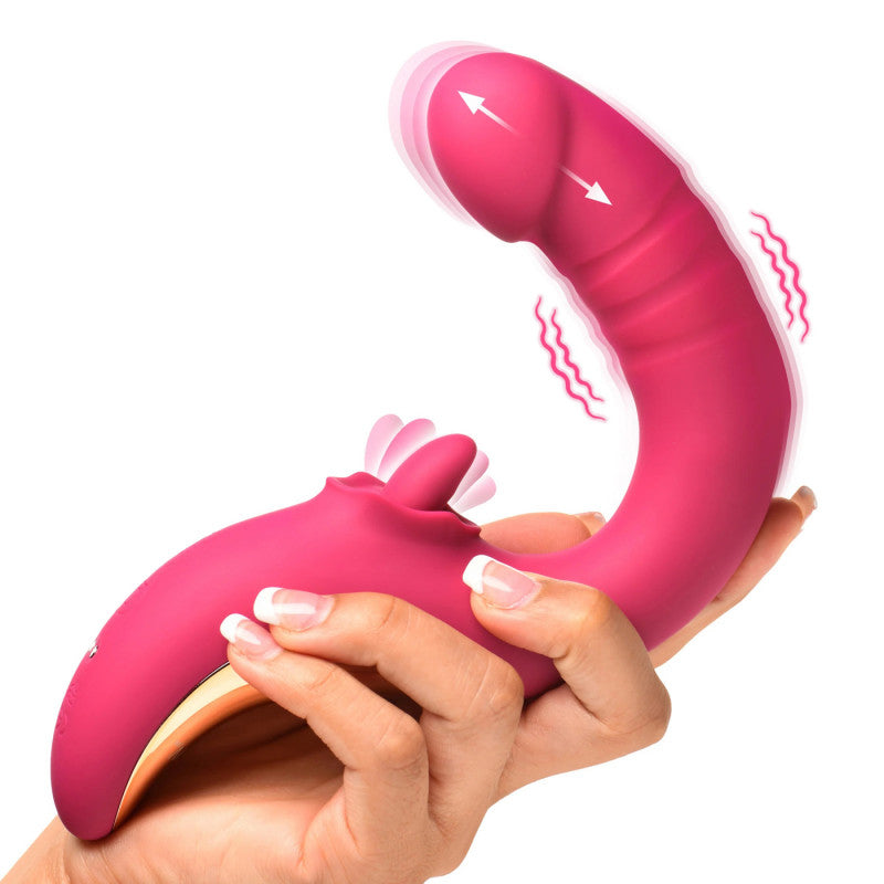 Tease and Please™ Thrusting & Licking Vibrator – Fuchsia