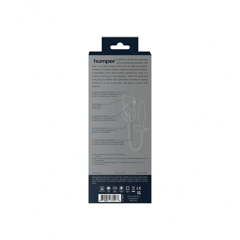 Humper Rechargeable Dual C-Ring With Anal Plug - Black