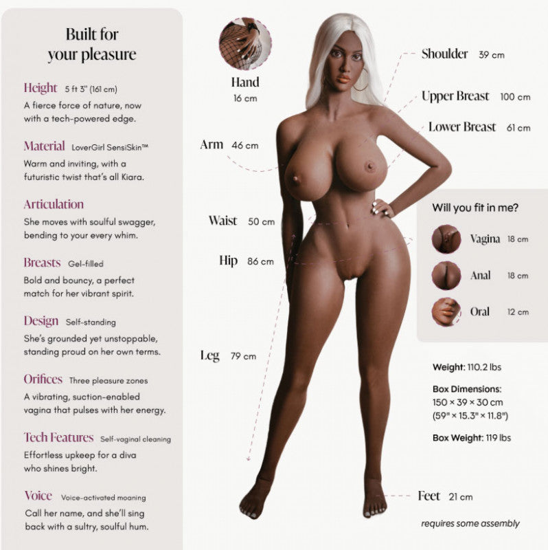 Lover Doll Kiara Powered Chocolate 5ft 3"-Enhanced