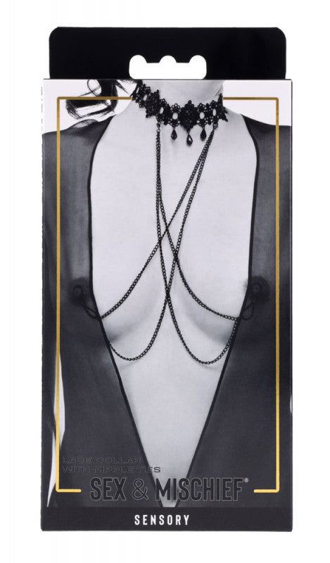 Lace Collar With Nipple Ties