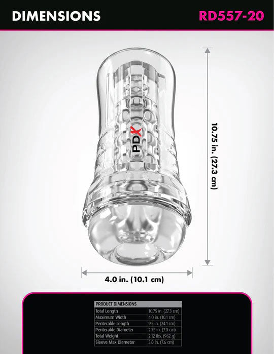 Pdx Elite Viewtube Plus See-Thru Ez-Grip Stroker - Clear