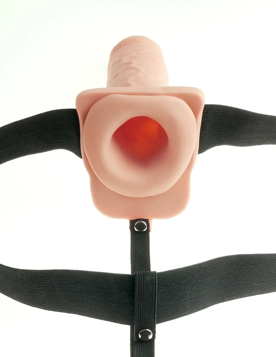 Fetish Fantasy Series 7&quot; Hollow Rechargeable Strap-on With Balls - Flesh