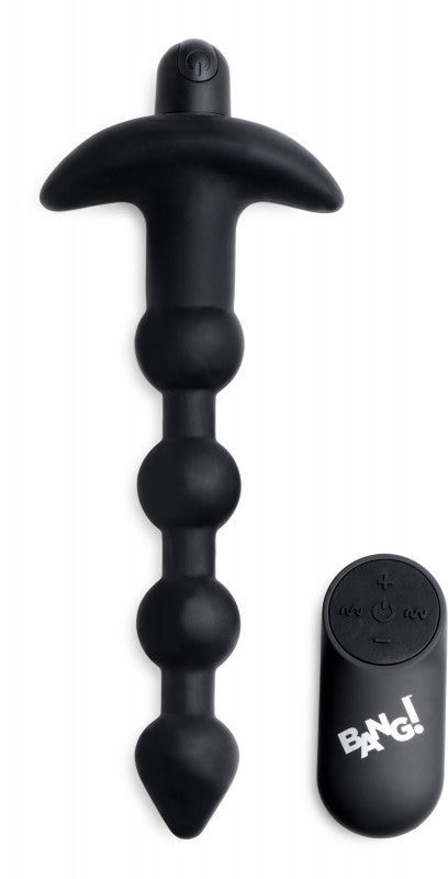Vibrating Silicone Anal Beads and Remote Black