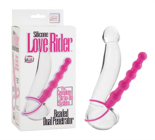 Silicone Love Rider Beaded Dual Penetrator - Pink