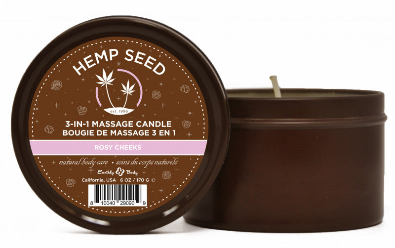 Hemp Seed 3 in 1 Massage Candle 6 Oz - Rosy Cheeks