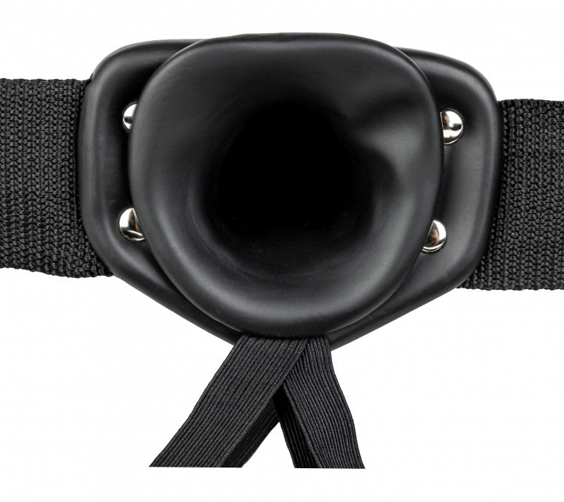 Vibrating Hollow Strap-on No Balls 8 Inch - Black