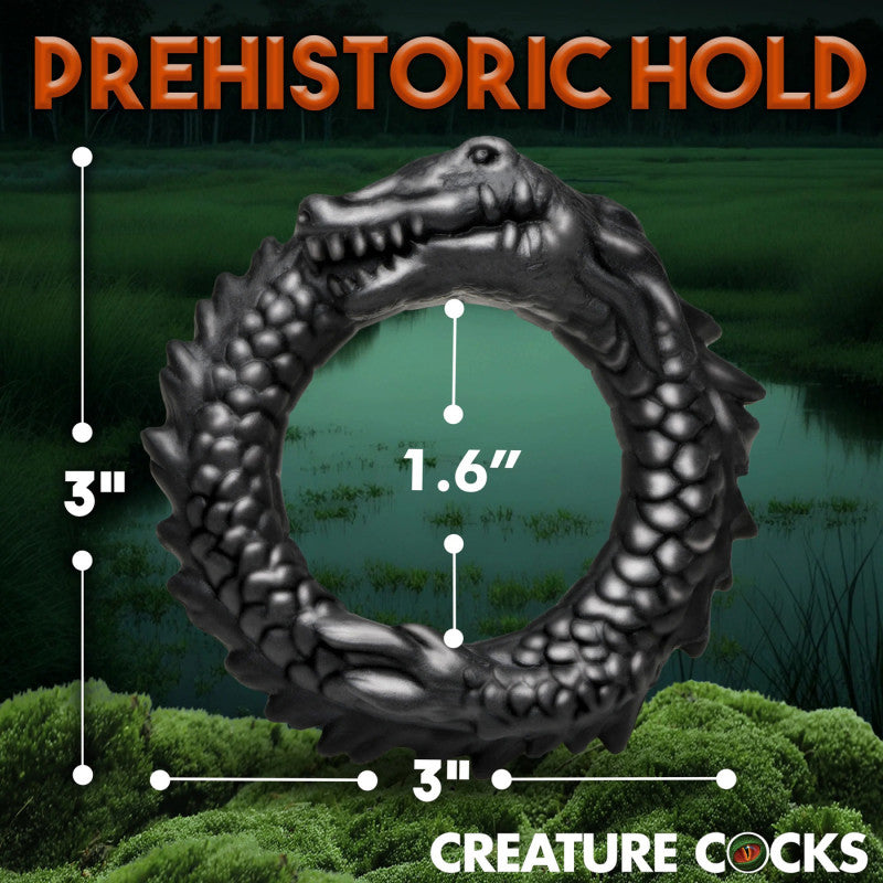 Black Caiman Silicone  Ring - Black