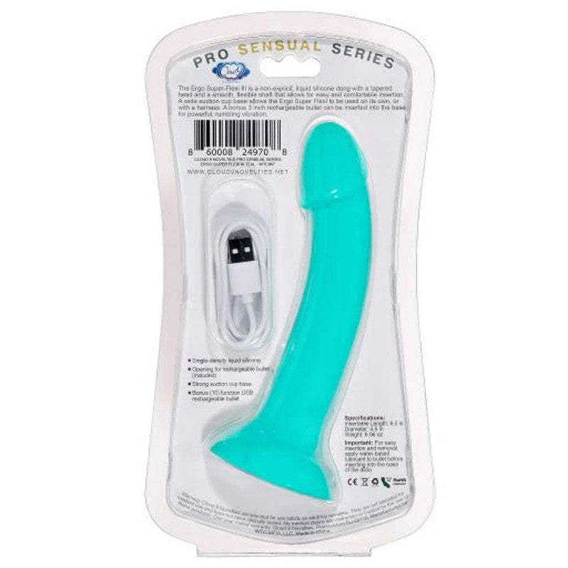 Ergo Super Flexi III  Soft and Flexible Liquid Silicone With Vibrator - Teal