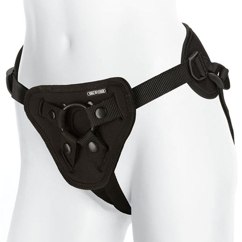 Vac-U-Lock - Supreme Harness With Vibrating Plug  - Black