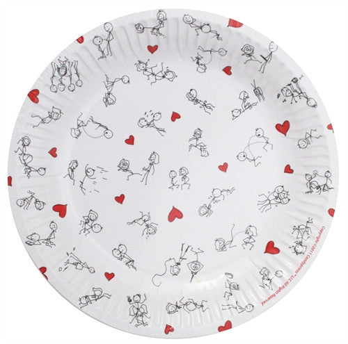Stick Figure Style 7-Inch Plates - 8 Pack