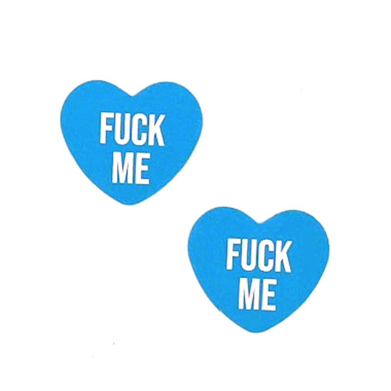 F Me Blue Candy Heart Pasties