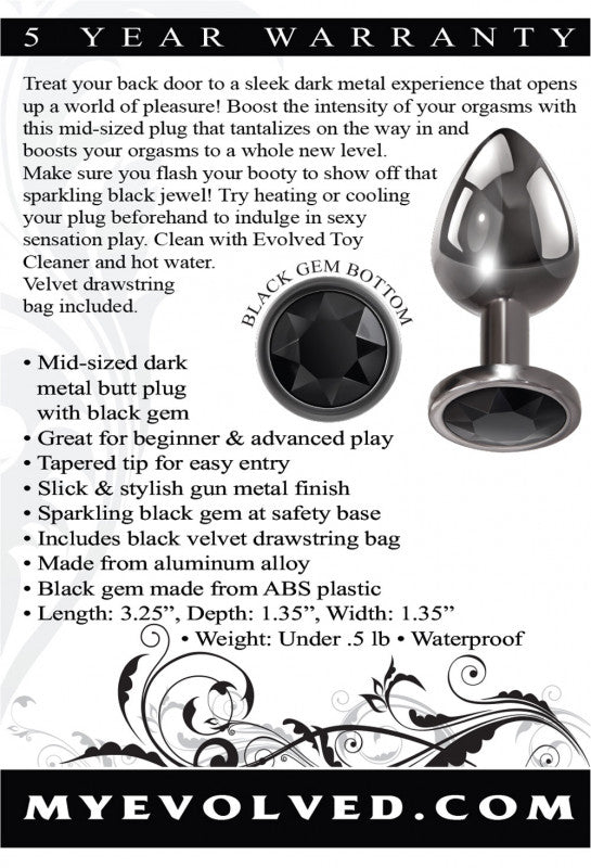 Black Gem Anal Plug - Medium