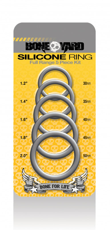 Boneyard Silicone Ring - Full Range 5 Pc Kit - Gray
