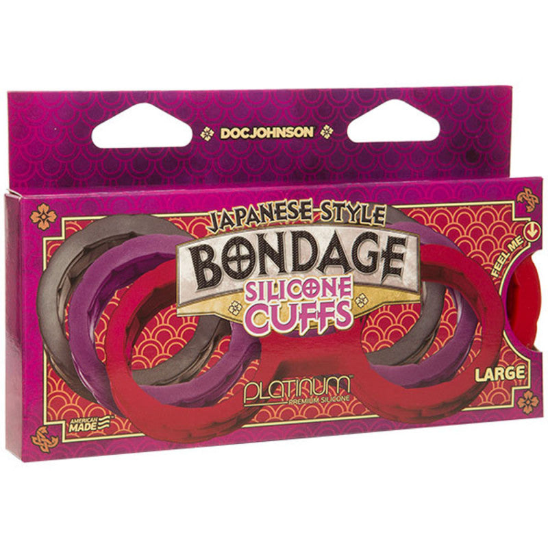 Japanese Bondage - Silicone Cuffs - Large - Red