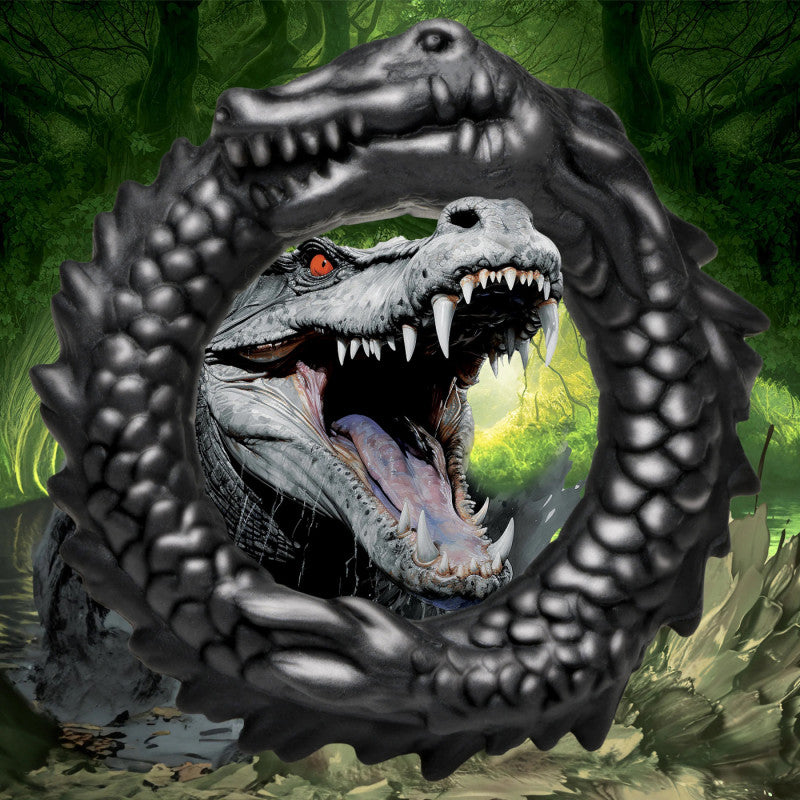 Black Caiman Silicone  Ring - Black