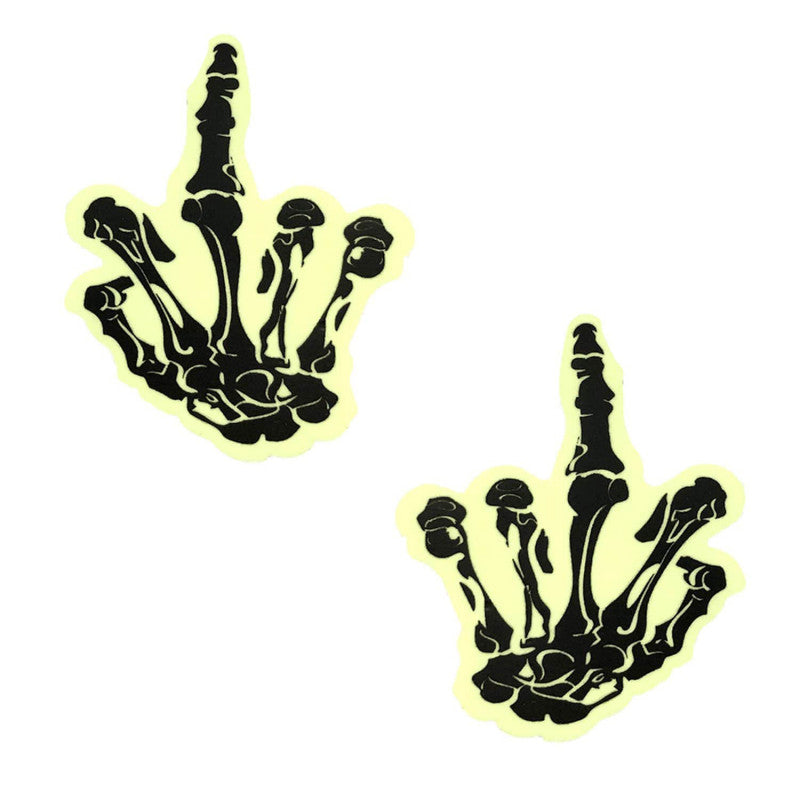 You Glow in the Dark Skeleton Hand Nipple  Cover Pasties