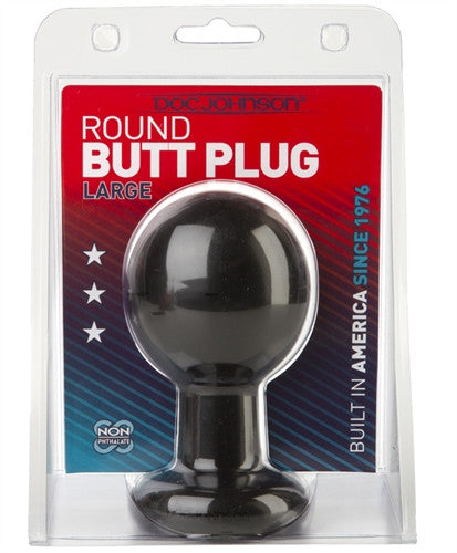 Round Butt Plug - Large- Black