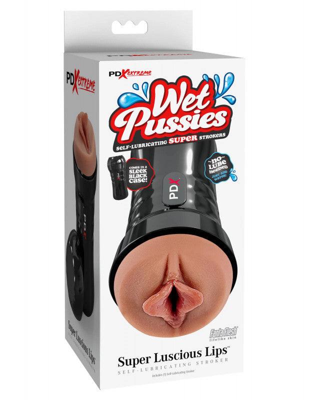 Wet  - Super Luscious Lips Self  Lubricating Stroker - Brown