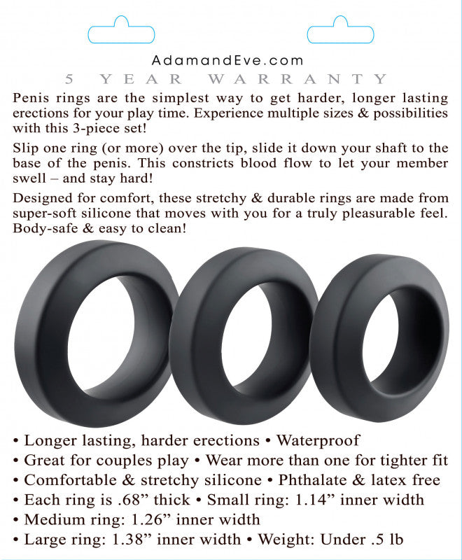 Adam's 3-Piece  Ring Set - Black